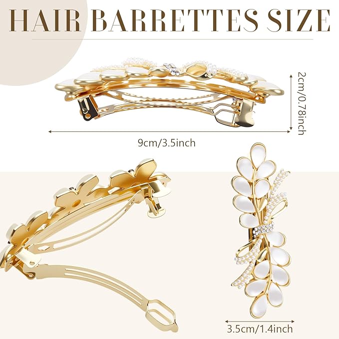 Geyoga 6 Pieces Vintage Hair Barrettes for Women Retro Flower French Pearl Crystal Rhinestones Clips Hair Pins for Women Styling Accessories(Flower Style)