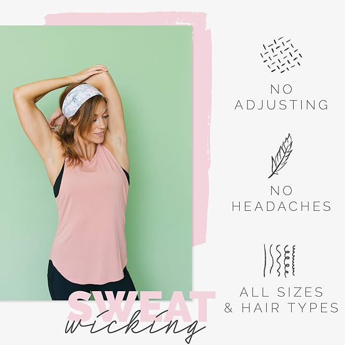 Maven Thread 4" Wide Workout Headbands for Women (2 Pack) – Non-Slip Sweatbands for Gym, Running & Yoga