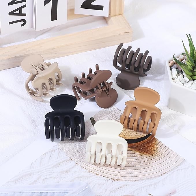 6 Pcs Hair Clips Small Claw Clips for Thin Hair Medium Matte Non-slip Hair Accessories for Women and Girls (Coffee)
