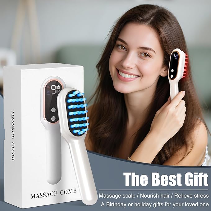 Laser Hair Growth Comb, Red Light Therapy for Hair Growth, Scalp Massager for Thicker
