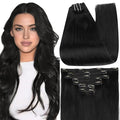 Full Shine Hair Extensions Clip in Human Hair Black 22 Inch Real Human Hair Extensions Clip ins Triple Weft Clip in Human Hair Extensions Straight Thick End 7 Pcs
