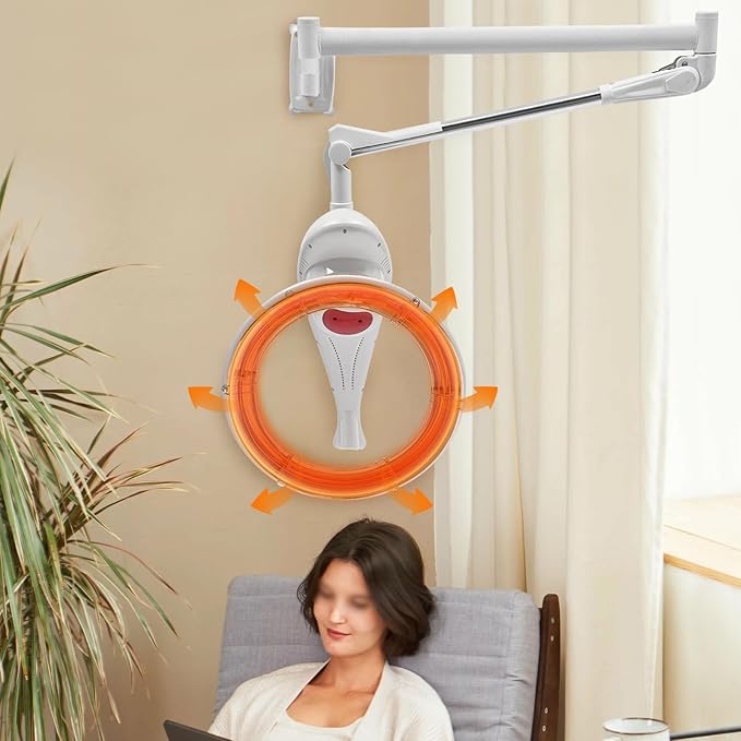950W Wall Mount Hair Treatment Machine,Orbiting Rotating Hair Processor for Salon Home Use,Time Adjustable,Professional Hair Care for Spa Family (White)