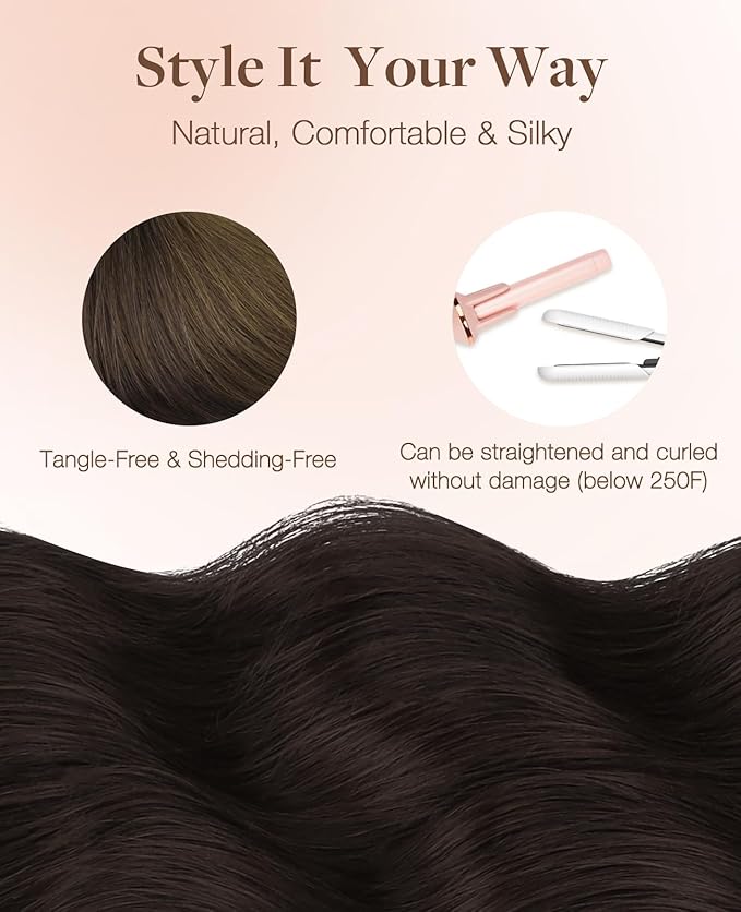 GOO GOO Invisi Edge Tape in Hair Extensions Human Hair, 2C/4E/6C Brown Sugar Swirl Highlights 10pcs injected with 10pcs classical tape ins, 16inch 50g, Virgin Remy Hair, Natural Look