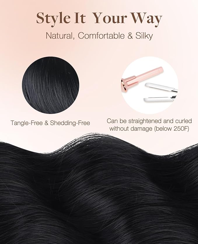 GOO GOO Invisi Edge Tape in Hair Extensions Human Hair, 1 Jet black 10pcs injected with 10pcs classical tape ins, 20inch 50g, Virgin Remy Hair, Natural Look