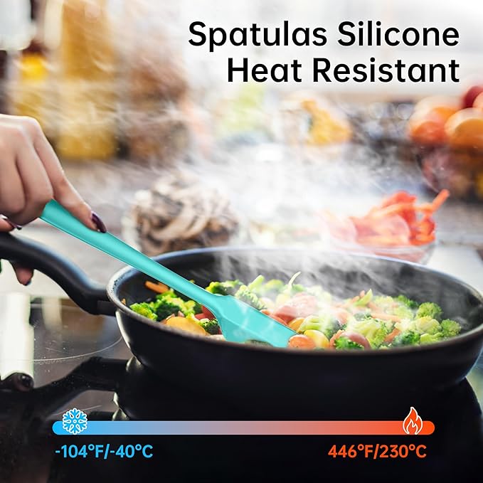 Barsone 5-Piece Silicone Spatula Set（ Heat Resistant 446°F Food Grade BPA Free, Nonstick Cookware Safe Dishwasher Safe Kitchen Tools for Baking, Cooking, Stirring, Blue）