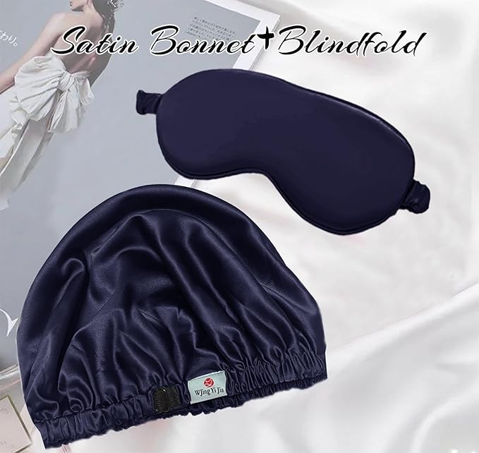 2Pcs Hair Bonnets For Sleeping Satin Bonnet Silk Bonnets For Women Silky Night Caps Womens Curly Hair Sleep Cap