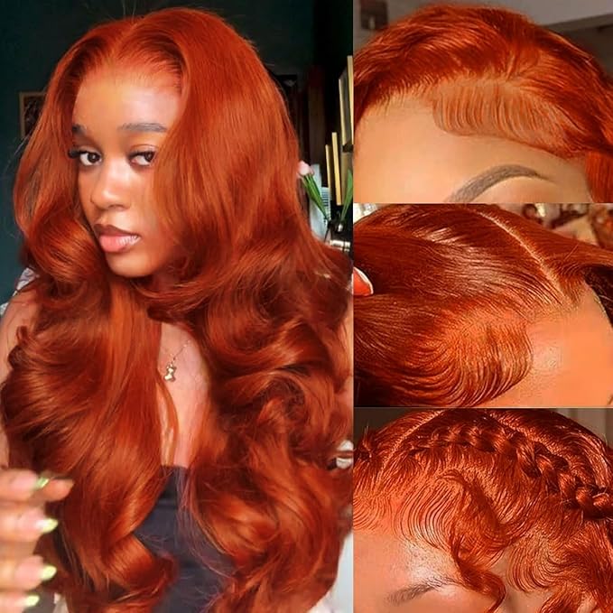 AMIRTY Ginger Wig Human Hair 13X4 HD Transparent Lace Front Wigs Human Hair Pre Plucked with Baby Hair Chestnut Brown #33 Wigs For Women Glueless Wigs Human Hair 20 Inch