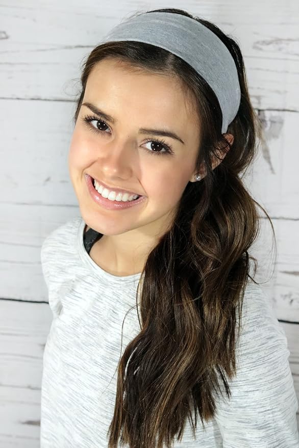 Kenz Laurenz Soft and Stretchy Elastic Cotton Headbands, Pack of 12, Navy