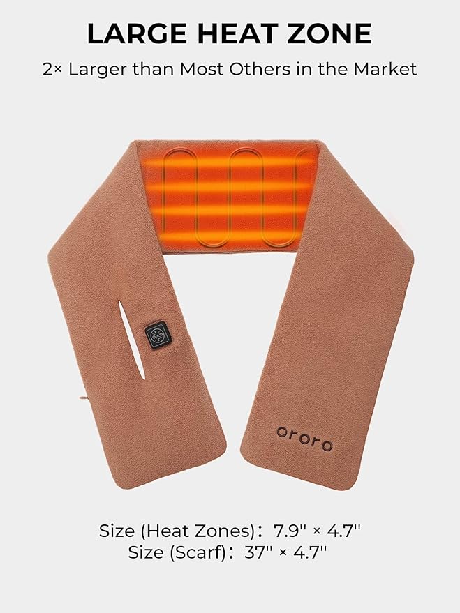 ORORO Heated Scarf, Up to 12 Hours of Warmth, Heated Neck Warmer with Rechargeable Battery