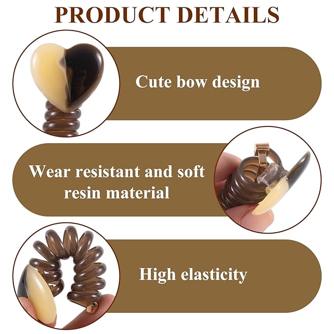 4PCS Heart Spiral Hair Ties, 4 Colors Heart Phone Cord Ponytail Holders for Women, Elegant Rubber Hair Coils, Stylish Hair Accessories for Party, Daily Use
