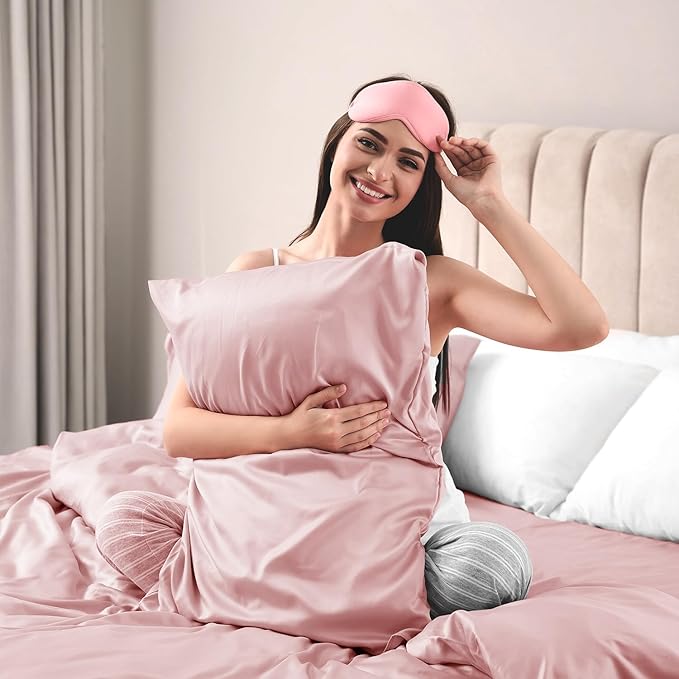 Lirex Satin Pillowcase for Hair and Skin, Super Soft and Cooling Similar to Silk, 2 Pack King Size 20"X 36" Pillow Cases with Envelope Closure, Gifts for Women Men, Light Pink