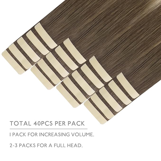 WENNALIFE Tape in Hair Extensions Human Hair, Human Hair Tape in Extensions Skin Weft Tape