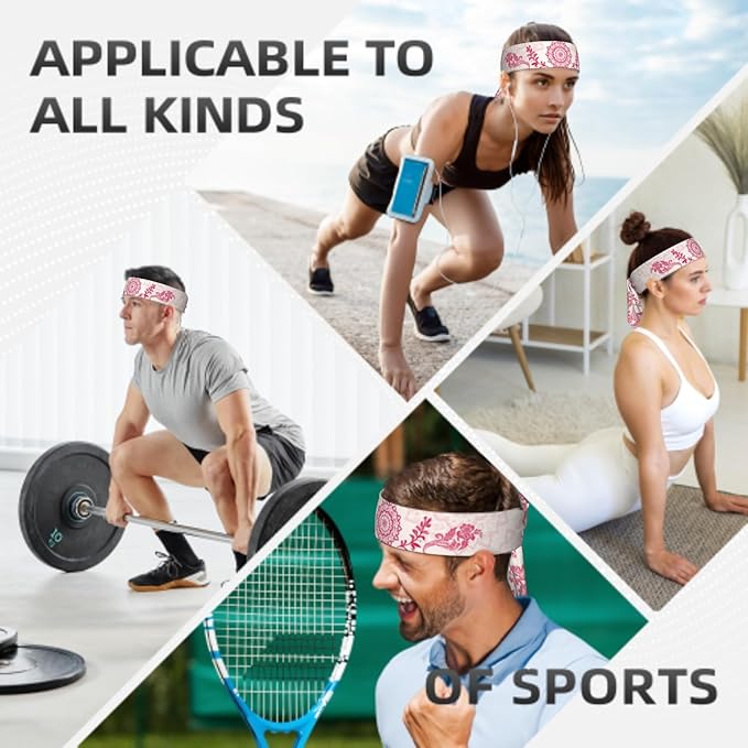 Sports Tie Headband Bandana Running Athletic Sweat Band Elastic Adjustable Sport Head Tie for Men Women Head Ties Ninja Tie Headbands Tennis Sweatbands Soccer Basketball Teams Running Head Band