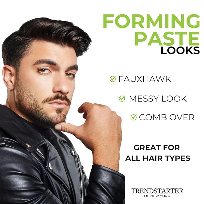 TRENDSTARTER - FORMING PASTE 2oz Travel Size with Free Matte Wax (0.25oz) & Forming Paste (0.25oz) Samples - Gift Box Included - Pomade Gift Set