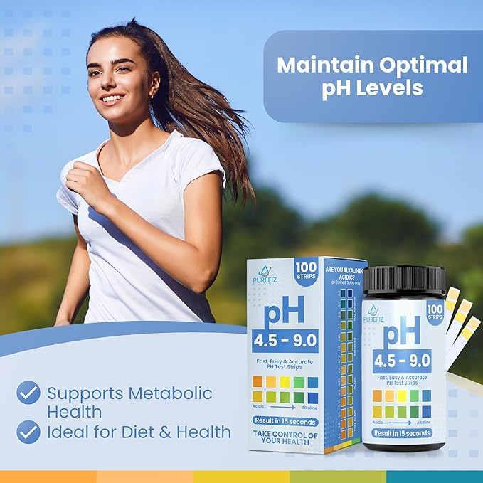 pH Test Strips for Urine & Saliva – 100 Easy-to-Use Strips for Fast, Accurate pH Testing at Home, Get Clear Acid-Alkaline Balance Results in Seconds, Perfect for Tracking Your Body's pH, 4.5-9.0 Range