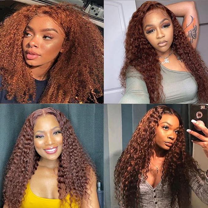 Light Brown Bundles Human Hair Color #30 Water Wave Bundle Niegmeag Brazilian Virgin Hair 3 Bundles 18 20 22 Inch Double Weft Light Brown Wet and Wavy Bundle