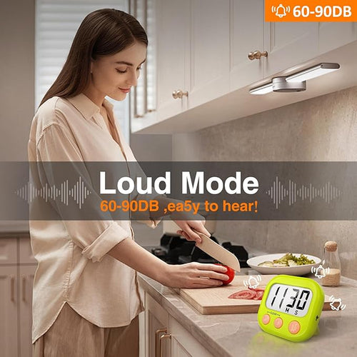 12 Pack Digital Kitchen Timers for Cooking Magnetic Timer for Cooking Loud Alarm Green
