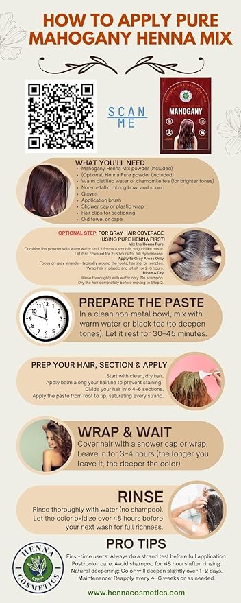 Natural Henna Hair Color Dye, 100% Pure Henna Powder for Hair Growth Organic (Mahogany, 100 Gr + Free 50 Gr.)