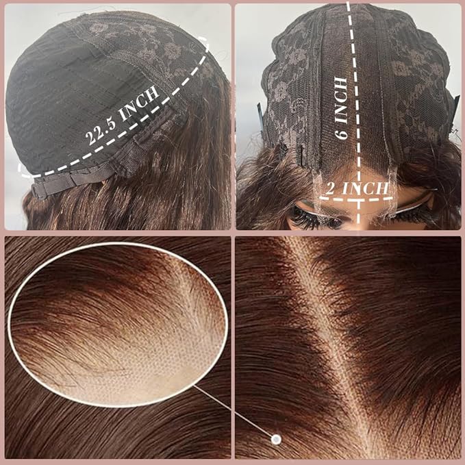 2X6 SKINLIKE HD Lace Closure Wigs Human Hair, Chocolate Brown Lace Front Wig, Body Wave Human Hair Wig Pre-Plucked Bleached Knots 250% Density HD Lace Closure Wigs 30 Inch