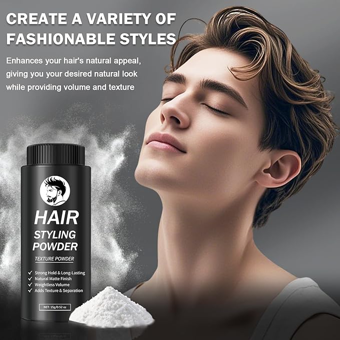 DAMUSI Hair Styling Powder for Men & Women - Volumizing and Texturizing Powder Matte Finish Natural Look Mattifying Hair Texture powder All-Day Hold(2PCS)