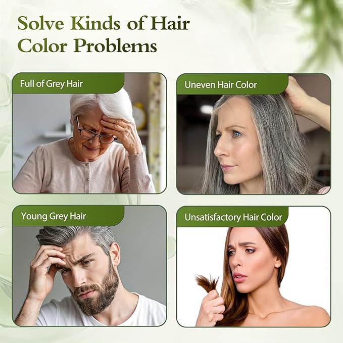 Black Hair Dye Shampoo, Ammonia Free Natural Herbal Ingredients Black Hair Dye for Women Men Gray Hair Coverage, Semi-Permanent Hair Color Shampoo