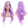 Baruisi Long Curly Wavy Purple Wigs for Women Side Part Natural Looking Cosplay Synthetic Heat Resistant Replacement Wig