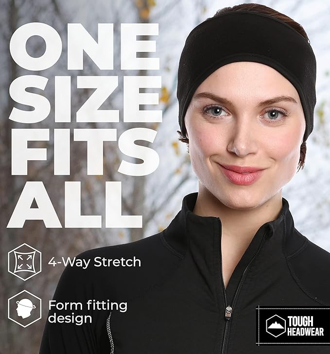 Tough Headwear Winter Headbands for Women - Ear Warmers - Ear Muffs for Winter - Fleece Headband for Men & Women for Cold Weather
