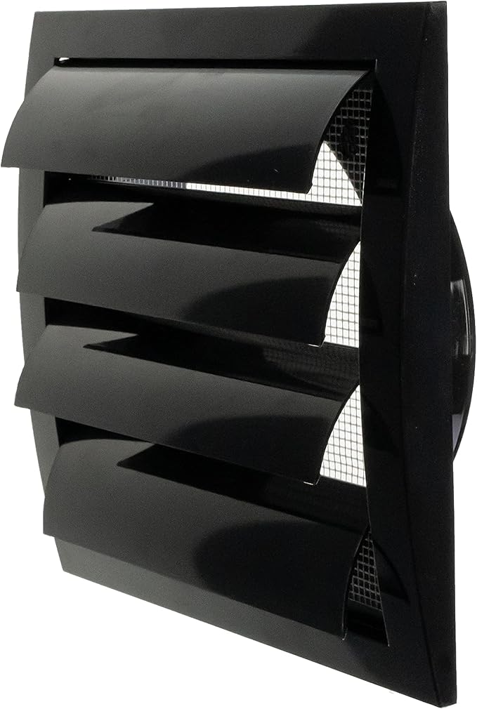 Repa Market 6 Inch Black Dryer Vent Hood/Duct Cover for Walls or Ducting/ABS Plastic Grille with Flaps & Insect Screen/Exhaust and Dryer Vent Covers for Indoor & Outdoor Use