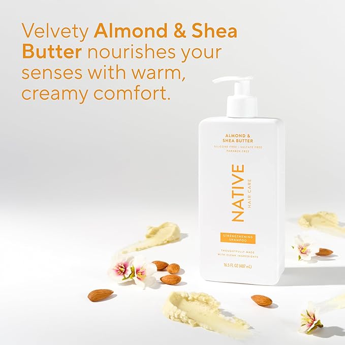 Native Shampoo and Conditioner Contain Naturally Derived Ingredients| All Hair Type Color & Treated, Fine to Dry Damaged, Sulfate & Dye Free - Almond & Shea Butter, 16.5 fl oz each (2 pack)