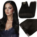 Full Shine Black Clip in Hair Extensions Human Hair 150 G 22 Inch Black Extensions Clip in for Festivals for Hairstyles 7 Pcs