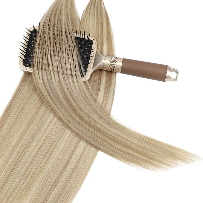 YoungSee U Tip Hair Extensions Highlight Ash Blonde with Bleach Blond U Tip Hair Extensions Human Hair Highlight Utip Hair Extension Blonde Hot Fusion Hair Highlight 16In 1G/S 50G for Wedding