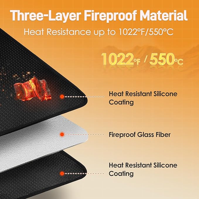 Heat Resistant Mat for Air Fryer, 16 x 24in Heat Resistant Mat for Countertop, Fireproof Silicone Countertop Protector Appliance Slider for Air Fryer, Coffee Maker, Toaster, Oven (Black)