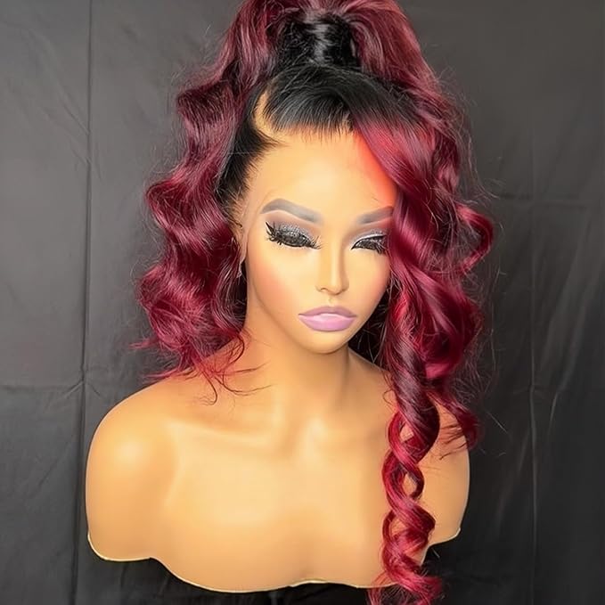 Burgundy Wig Human Hair 13x6 Loose Wave Lace Front Wigs Human Hair 1b 99j Burgundy Lace Front Wigs for Women 250% density Ombre Burgundy Lace Front Wig