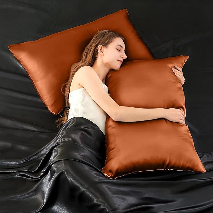 INFIIXSO Mulberry Silk Pillow Case King Size, Silk Pillowcase with Hidden Zipper 20"x36", Extraordinary Smooth and Soft Pillow Cases for Hair and Skin(Brunt Orange, 1 Pack)