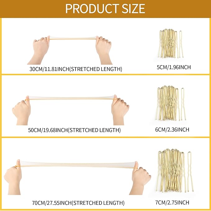 Teenitor Hair Nets and U-Pins Set - 40 Invisible Mesh Nets with Elastic Edge, 80 U-Shaped Pins for Ballet Buns, Sleeping, Wigs (Dark Blonde)