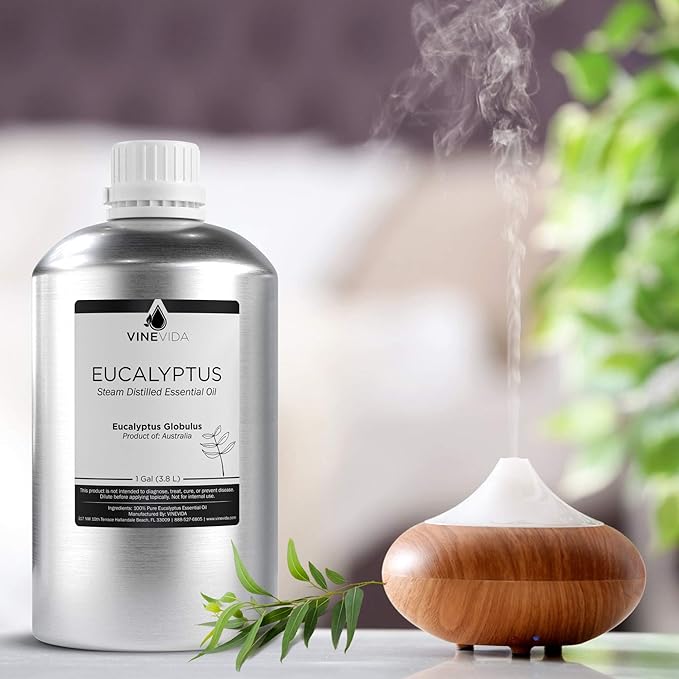 VINEVIDA Eucalyptus Essential Oil - Gallon Undiluted - Pure, Natural, and Raw Eucalyptus Oil for DIY Candle Scents, Soap Making, and More - 8 lbs