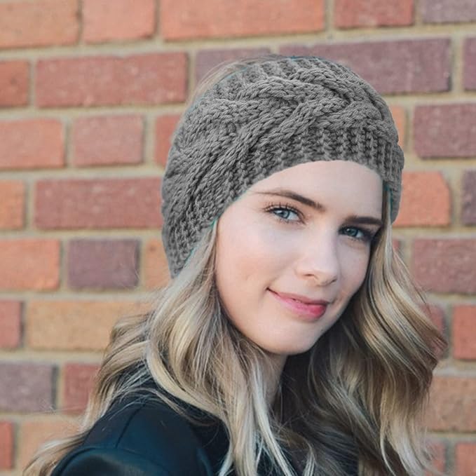 DRESHOW Knit Crochet Headband for Women Ear Warmer Soft Turban Stretch Warmer Headbands Winter Fashion Head Wrap
