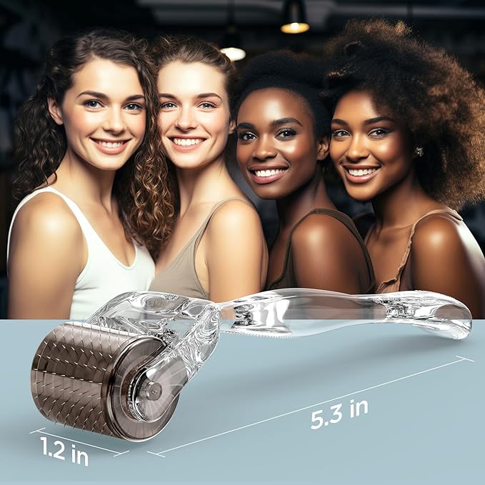 Derma Roller 0.30mm Titanium 192 Micro Needles Face Beard Dermal Roller (Crystal)