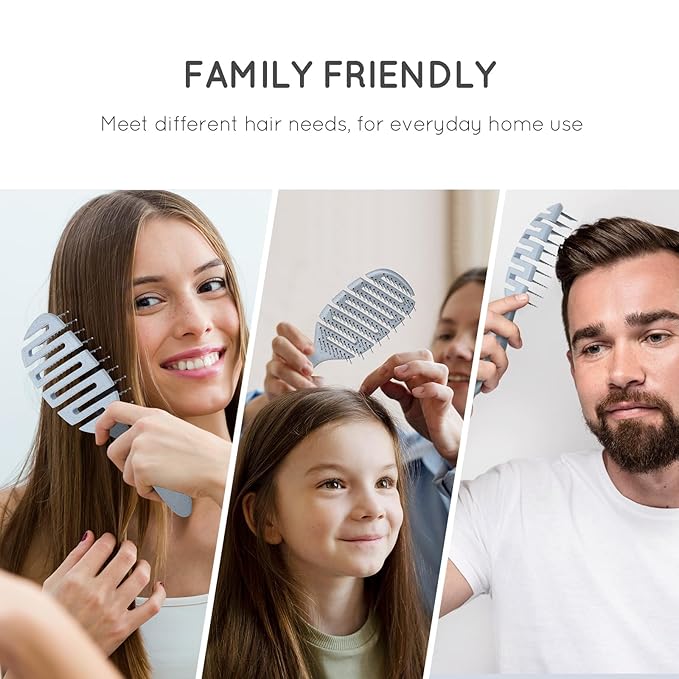 Hair brush, Vented Detangling Brush, Quickly Detangles and Smooths hair for Curly, Thick, and Straight Hair, Hair Brush for Women and Men, Blue, Eco Friendly, Sustainable Material