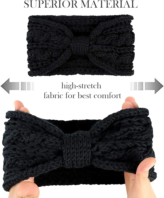 DRESHOW Knit Crochet Headband for Women Ear Warmer Soft Turban Stretch Warmer Headbands Winter Fashion Head Wrap
