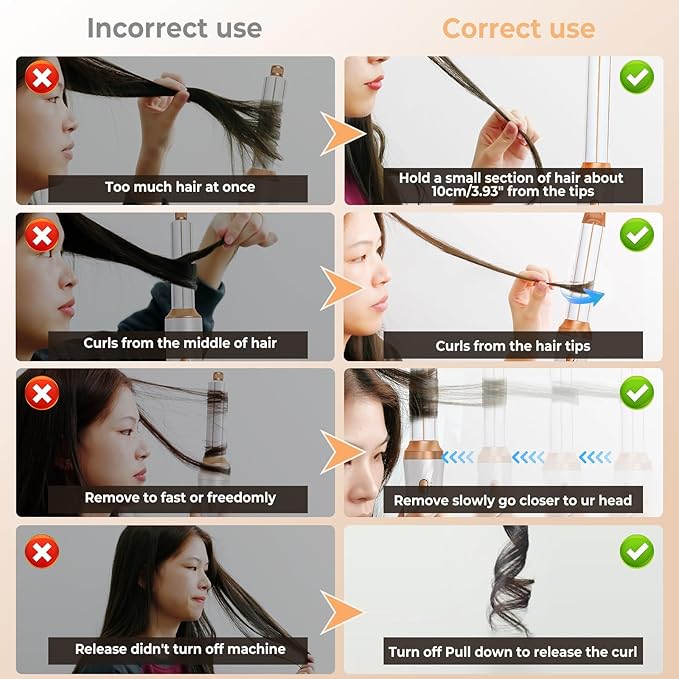 6 in 1 Hair Dryer Brush 60000RPM Blow Dryer Brush Upgrade Multi Hair Styling Tools Powerful Blow Out Auto Wrap Curlers Hot Air Brush Curling Wand Straightener Volumizer (Champagne Silver)