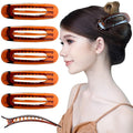 RC ROCHE 6 Pcs Flat Claw Hair Clips for Women Lay Down Barrettes No Crease Side Slide Thick Long Hair Duckbill French Against Head Jaw Claw Styling Clamp, Medium Brown