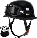 German Style Skull Cap Adult Men Women Half Shell Helmet, DOT Approved Retro Face Helmet for Cruiser Scooter Chopper