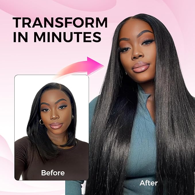 Lashey Seamless Clip in Hair Extensions Human Hair Extensions, 170g 9pcs Straight Natural Black Fuller Real Human Hair Clip in Extensions 18 Inch