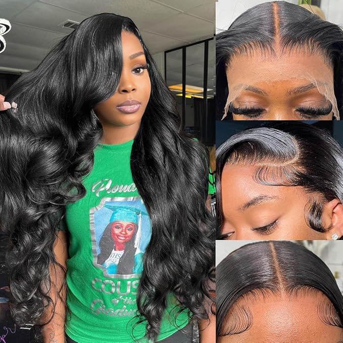 Human Hair Wig 13x6 Body Wave Lace Front Wigs Pre Plucked 200 Density HD Transparent Lace Frontal Wigs Human Hair Glueless Wigs for Women Bleached Knots 26inch