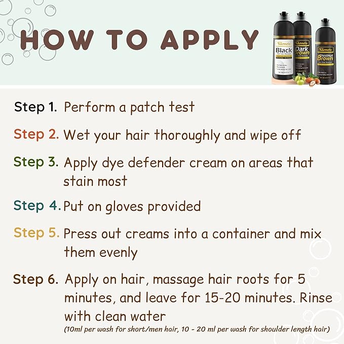 CHESTNUT BROWN Hair Dye Shampoo 3 IN 1- Hair Color Shampoo Grey Coverage in Minutes Ammonia Free Instant Coloring Gift for Mom Dad
