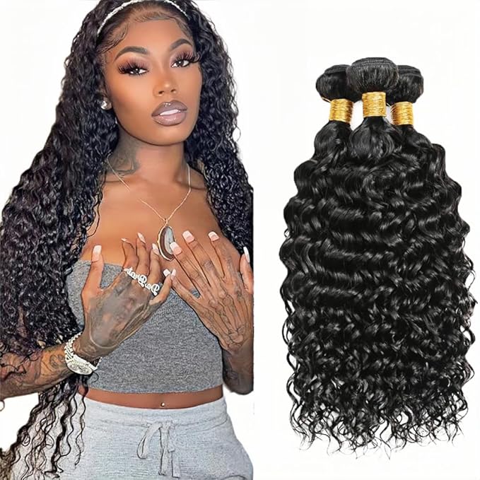 Human Hair Bundles Natural Black Kinky Curly Bundle Niegmeag Unprocessed Virgin Soft and Silky Remy Hair 3 Bundles 22 24 26 Inch Double Weft Color 1B Kinky Curly Bundle Hair Weave