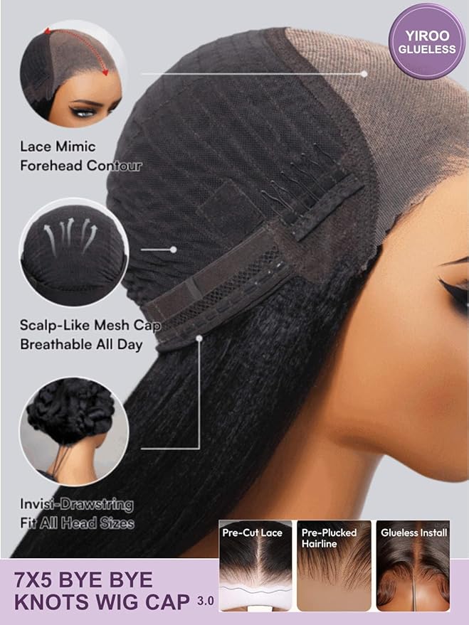 YIROO Bye Bye Knots Pre Everyting Glueless Wigs Highlight Balayage Brown Body Wave Put on and Go 7x5 Pre Cut Lace Front Wig Invisible Knots Pre-Bleached Pre Plucked Ready to Go 150% Density 24inch