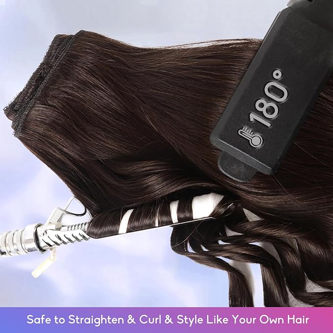 Dark Brown Clip in Hair Extensions Real Human Hair Invisible Seamless Remy Human Hair Clip in Extensions for Women 18 Inch 100g, 8pcs Per Set with Double Weft