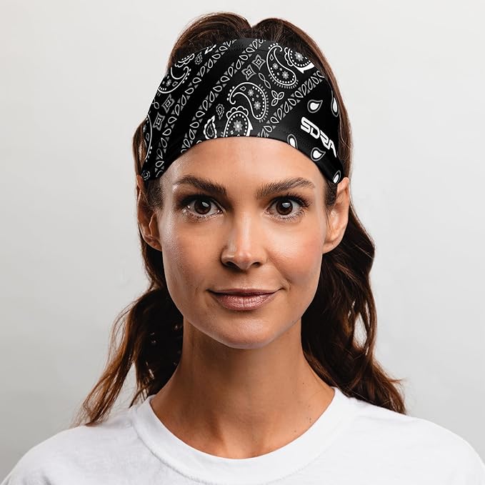 Suddora Paisley Print Bandana Headband, Multi-sport Boho Style Bandana, Non-slip Fabric, Unisex Head Accessory for Bikers